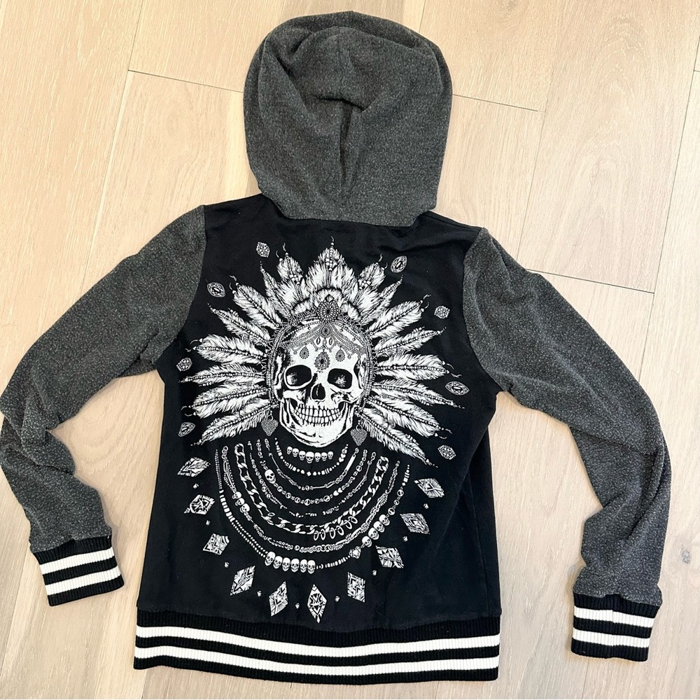 LAUREN MOSHI Skull Zip Hoodie - XS